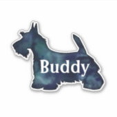 Sticker Chien écossais Noir Aquarelle Silhouette avec text (Devant)