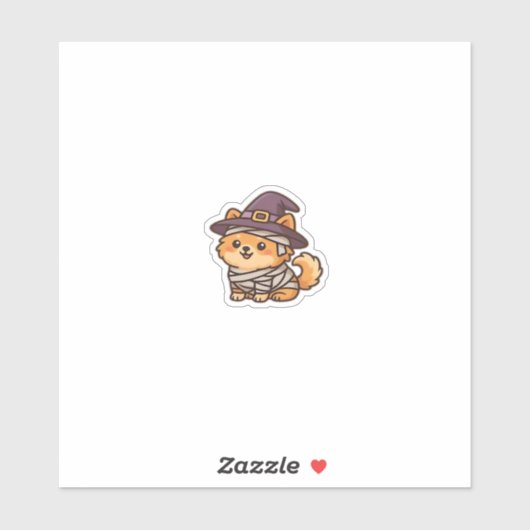 Sticker � Chien Éffrayant Kawaii Halloween Chiot Classique (Feuille)