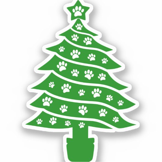 Sticker Chien Empreinte de patte Green Christmas Tree (Recto)