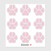 Sticker Chien Empreintes de pattes Pink Animal Tracks Stic (Feuille)