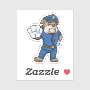 Sticker Chien en policier avec uniforme