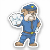 Sticker Chien en policier avec uniforme (Recto)