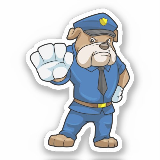 Sticker Chien en policier avec uniforme (Recto)