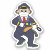 Sticker Chien en policier avec uniforme de police (Recto)