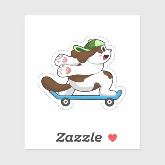 Sticker Chien en Skate avec Skateboard (Feuille)