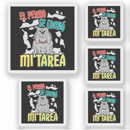 Sticker Chien Espagnol Ate My Homework - Perro Tarea (Devant)