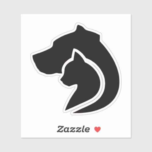 Sticker Chien et chat noir et blanc (Feuille)