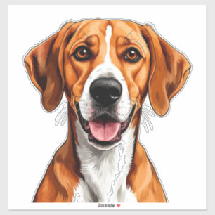 Sticker Chien Foxhound Anglais Expression Lumineuse et Heu