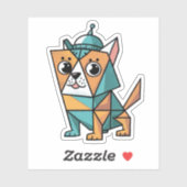 Sticker Chien géométrique coloré (Feuille)