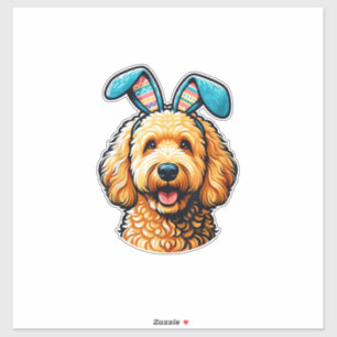 Sticker Chien Goldendoodle de Pâques portant des oreilles 