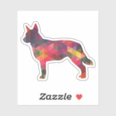 Sticker Chien Heeler bleu Motif géométrique Silhouette Mul (Feuille)