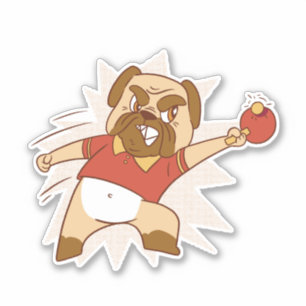STICKER CHIEN JOUANT À LA PING PONG
