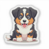 Sticker Chien Kawaii Australien Shepherd – Yeux de Coeur (Devant)