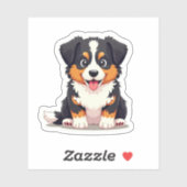 Sticker Chien Kawaii Australien Shepherd – Yeux de Coeur (Feuille)