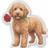 Sticker Chien Labradoodle Mignon (Devant)