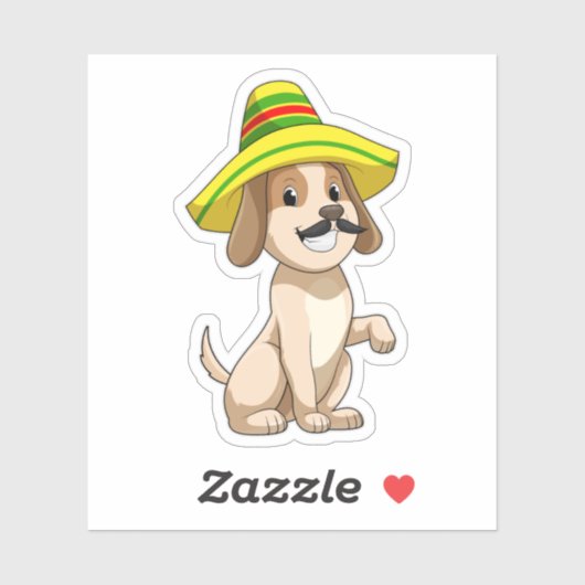 Sticker Chien mexicain avec casquette de paille (Feuille)