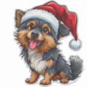 Sticker Chien mignon à Santa Hat Célébrer Noël (Devant)