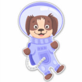 Sticker Chien mignon astronaute volant dans l'espace ouver (Devant)