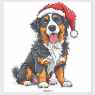 Sticker Chien mignon avec un chapeau de Père Noël répandan