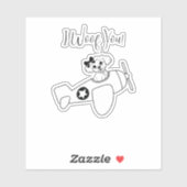 Sticker Chien mignon dans l'avion, Art en ligne, Simple, M (Feuille)