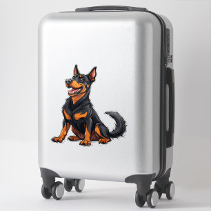 Sticker Chien noir et feu heureux