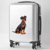 Sticker Chien noir et feu heureux (Sur valise)