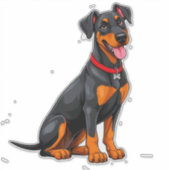 Sticker Chien noir et feu heureux (Devant)