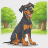 Sticker Chien noir et feu heureux (Devant)