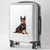 Sticker Chien noir et feu heureux (Sur valise)