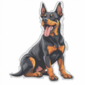 Sticker Chien noir et feu heureux (Devant)