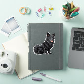 Sticker Chien Noir Heureux Assis (Couverture iPad)