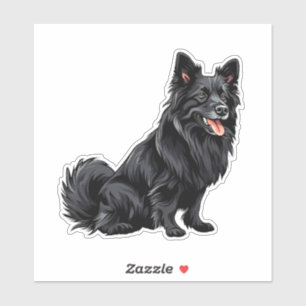 Sticker Chien Noir Heureux Assis