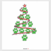 Sticker Chien Paws Imprimer l'arbre de Noël pour les Amour (Feuille)