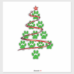 Sticker Chien Paws Imprimer l'arbre de Noël pour les Amour
