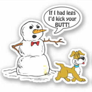 Sticker Chien Pees sur Snowman Plaisanterie Contour Couper