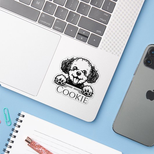 Sticker Chien personnalisé (Ordinateur portable avec iPhone)