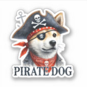 Sticker Chien pirate - Aquarelle numérique (Devant)