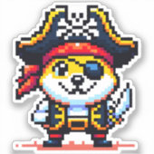 Sticker Chien pirate - Drôle Pixel Art Aventure Design (Recto)