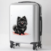 Sticker Chien Pomeranian noir charmant (Sur valise)