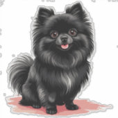 Sticker Chien Pomeranian noir charmant (Devant)