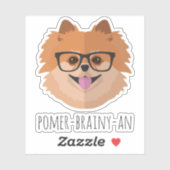 Sticker Chien Poméranien En Verres Nerd Hipposter Personna (Feuille)