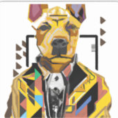 Sticker Chien portant un costume : Art numérique (Recto)