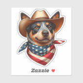 Sticker Chien portant un drapeau Casquette et américain Ba (Feuille)