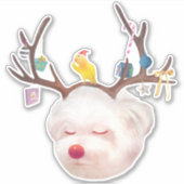 Sticker Chien renne avec ornements de Noël (Devant)