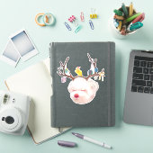 Sticker Chien renne avec ornements de Noël (Couverture iPad)