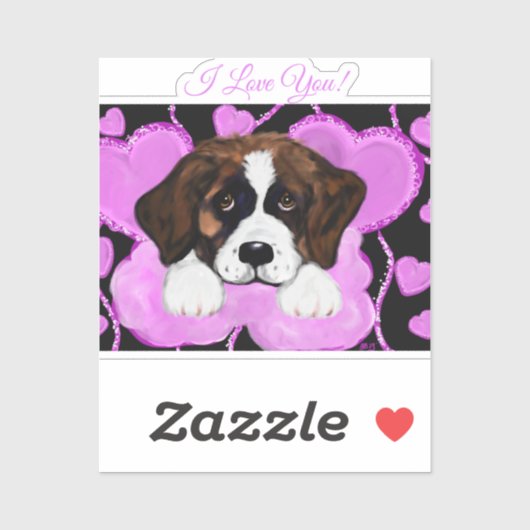 STICKER CHIEN SAINT BERNARD (Feuille)