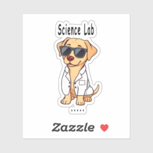 Sticker Chien Science Lab, jeux de mots, blagues de papa, 
