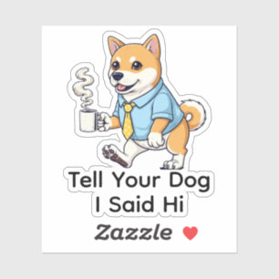 Sticker Chien Shiba Inu drôle en costume d'affaires avec c