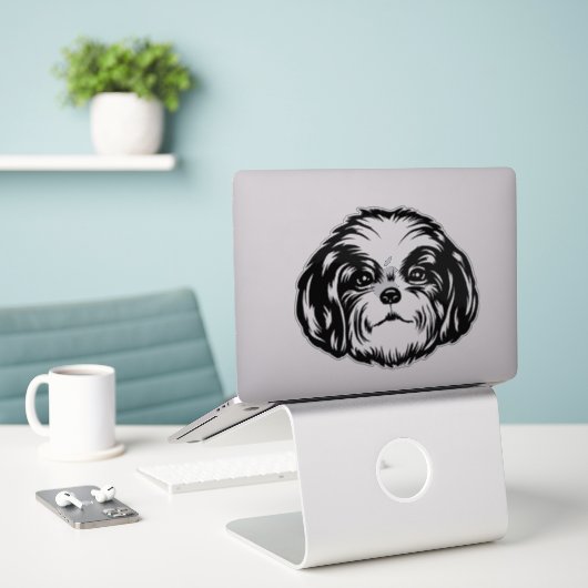 Sticker Chien Shih Tzu (Ordinateur portable sur le bureau)