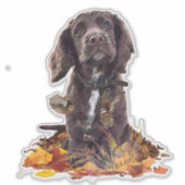 Sticker Chien spaniel spaniel cocker au chocolat (Devant)